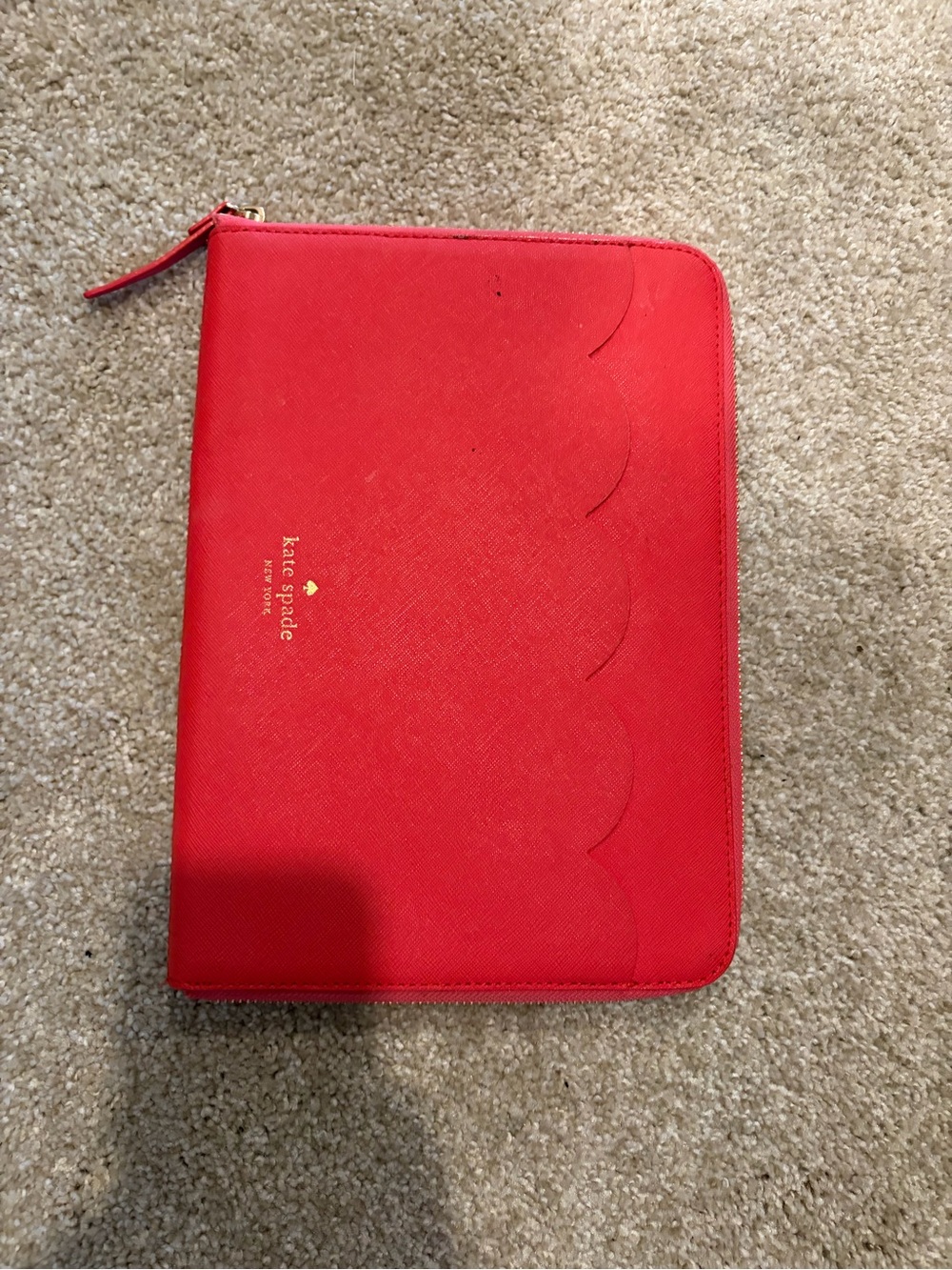 kate spade Red ipad Scalloped Zip-Around Organizer